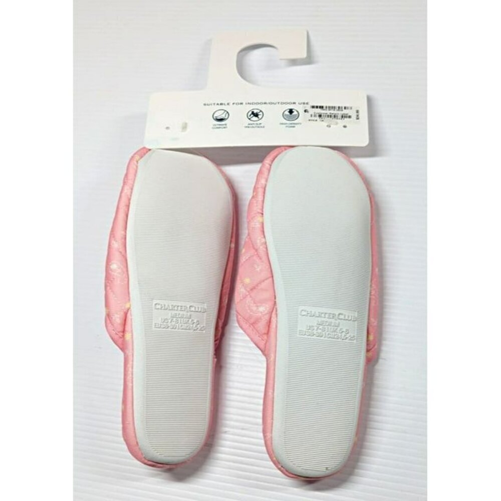 Charter Club Women's Quilted Paisley Floral Clog Slippers Pink Size M (MSRP $35) - Picture 4 of 5